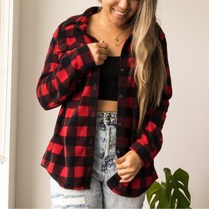 Eddie Bauer Fleece button up plaid